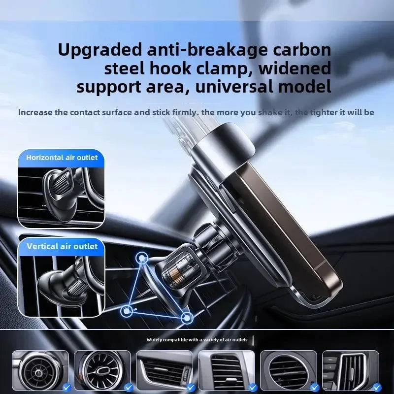 UYUXIO Wireless Car Charger Air Vent Fast Charging Phone Holder in Car for iPhone 16 Pro Max 15 14 12 13 Samsung Android Phones