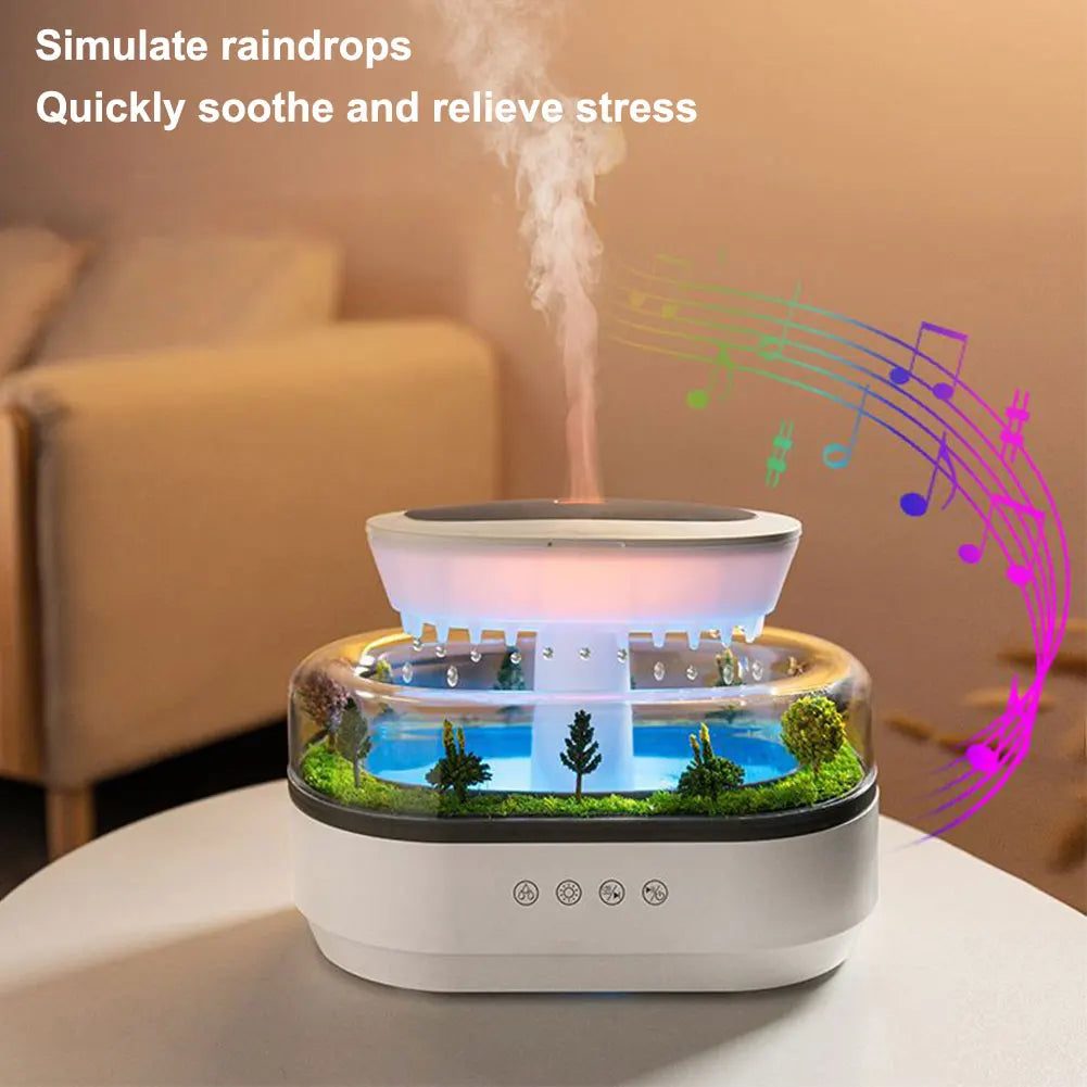 Rain Cloud Aroma Diffuser Zen Raindrop Air Humidifier Water Drip Micro Landscape Essential Oil Diffuser With 7 Color Night Light