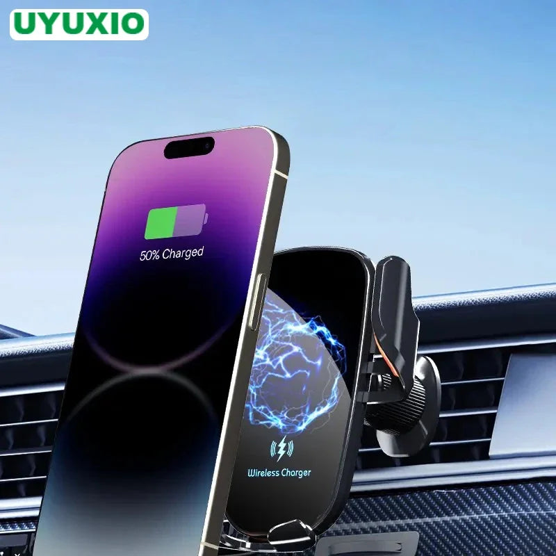 UYUXIO  Wireless Car Charger Air Vent Fast Charging Phone Holder in Car for iPhone 16 Pro Max 15 14 12 13 Samsung Android Phones