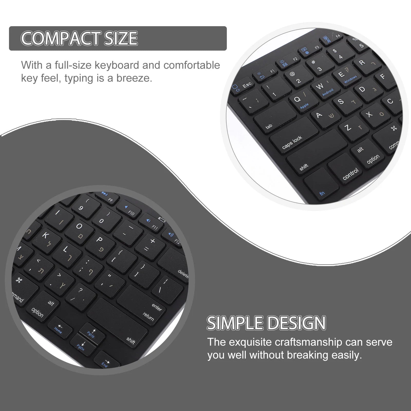 Hebrew Keyboard Office Portable Mechanical Wireless Laptop Computer Accessory Silent Abs For Phone Work