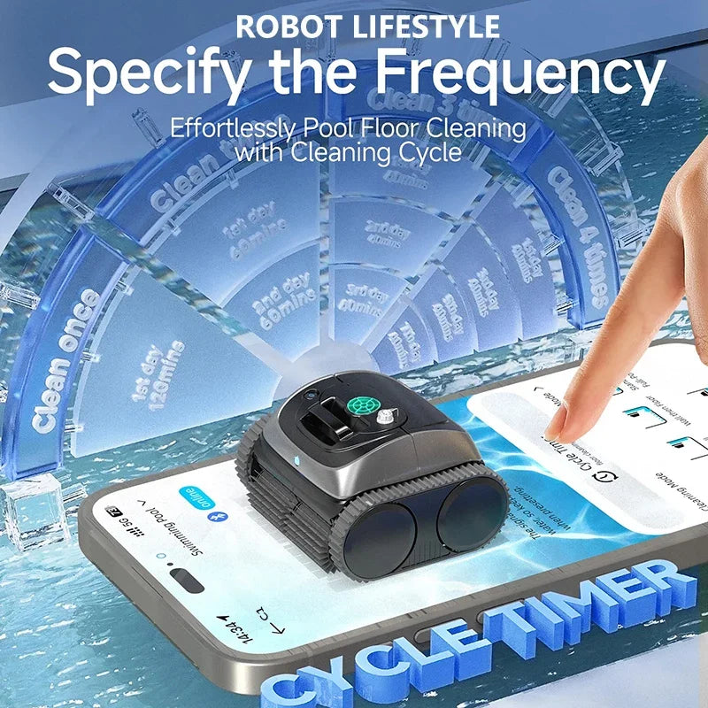 Wireless Robotic Swimming Pool Cleaner WYBOT C1 APP Control Clean Floor Wall Waterline Pools Cleaning Robot, Runing Time 120mins