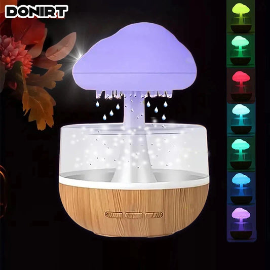 Rain Cloud Humidifier Rain Colorful Mushroom Cloud Raindrop Atmosphere Lamp Night Light Essential Oil Small Aromatherapy Machine