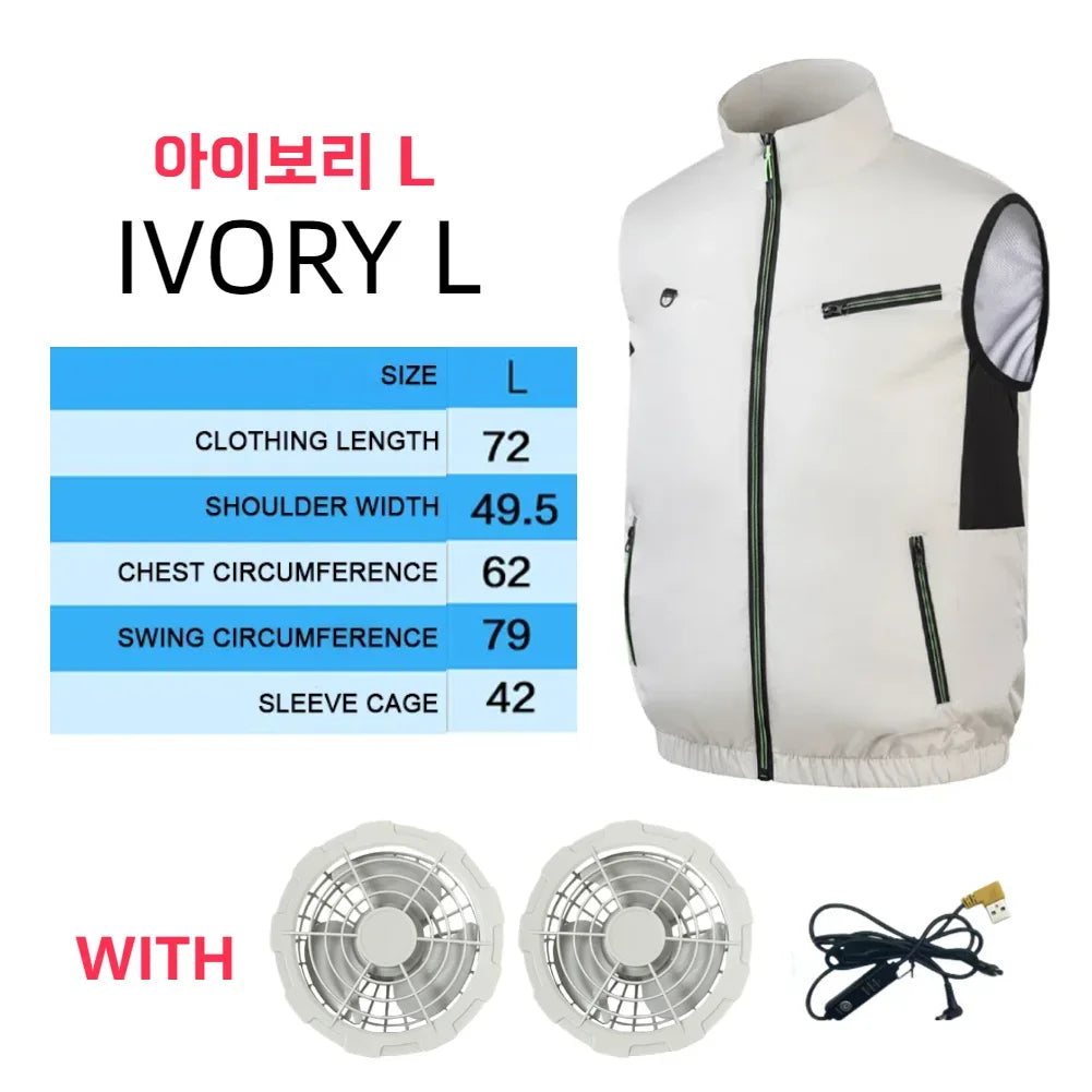 Fan vest Electric Cool Vest Cooling Fan Vest Air-conditioned Clothes Hiking Cooling 13 Hours High Temperature Work Fishing Vest