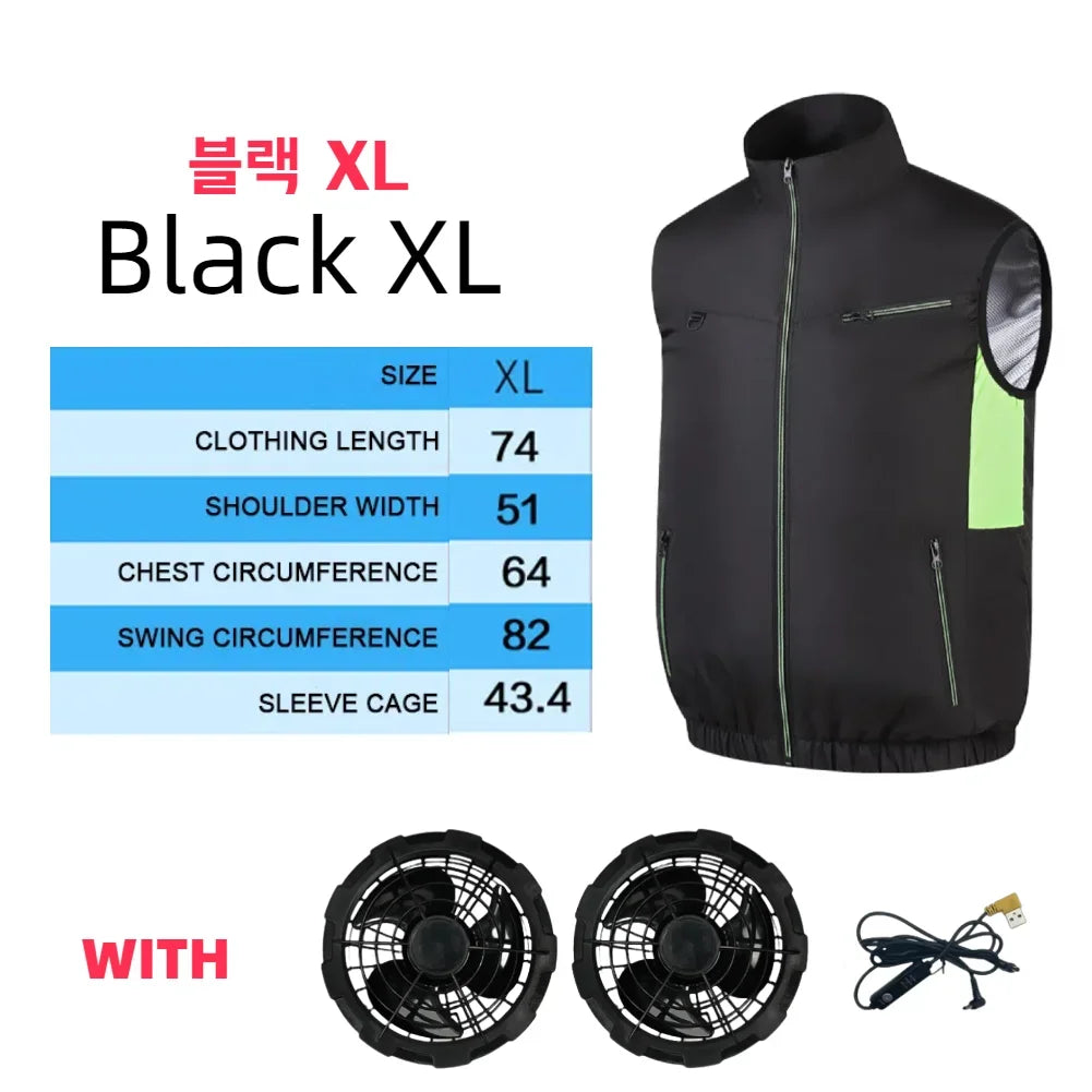 Fan vest Electric Cool Vest Cooling Fan Vest Air-conditioned Clothes Hiking Cooling 13 Hours High Temperature Work Fishing Vest