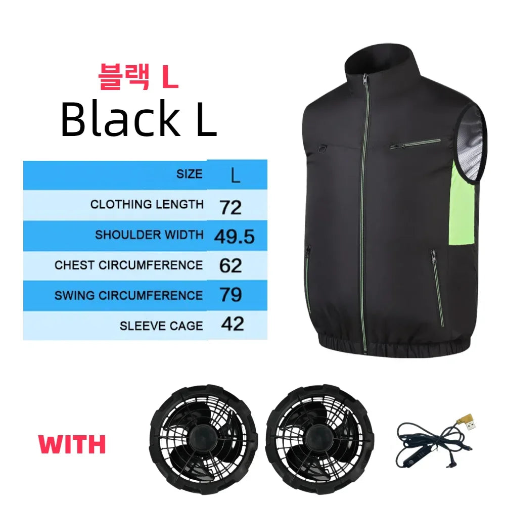 Fan vest Electric Cool Vest Cooling Fan Vest Air-conditioned Clothes Hiking Cooling 13 Hours High Temperature Work Fishing Vest