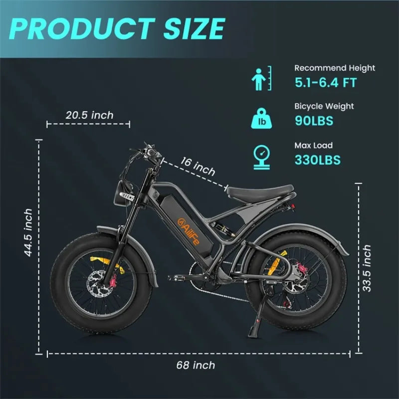 Brand New AiliFe K7 Full Suspension 20" 250w Electric Bicycle 1000w Electric Bike 1000w 48v Eu Warehouse Fat Tire EBike for All