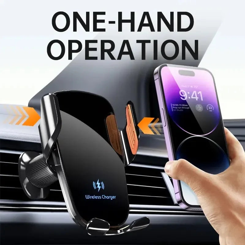 UYUXIO  Wireless Car Charger Air Vent Fast Charging Phone Holder in Car for iPhone 16 Pro Max 15 14 12 13 Samsung Android Phones