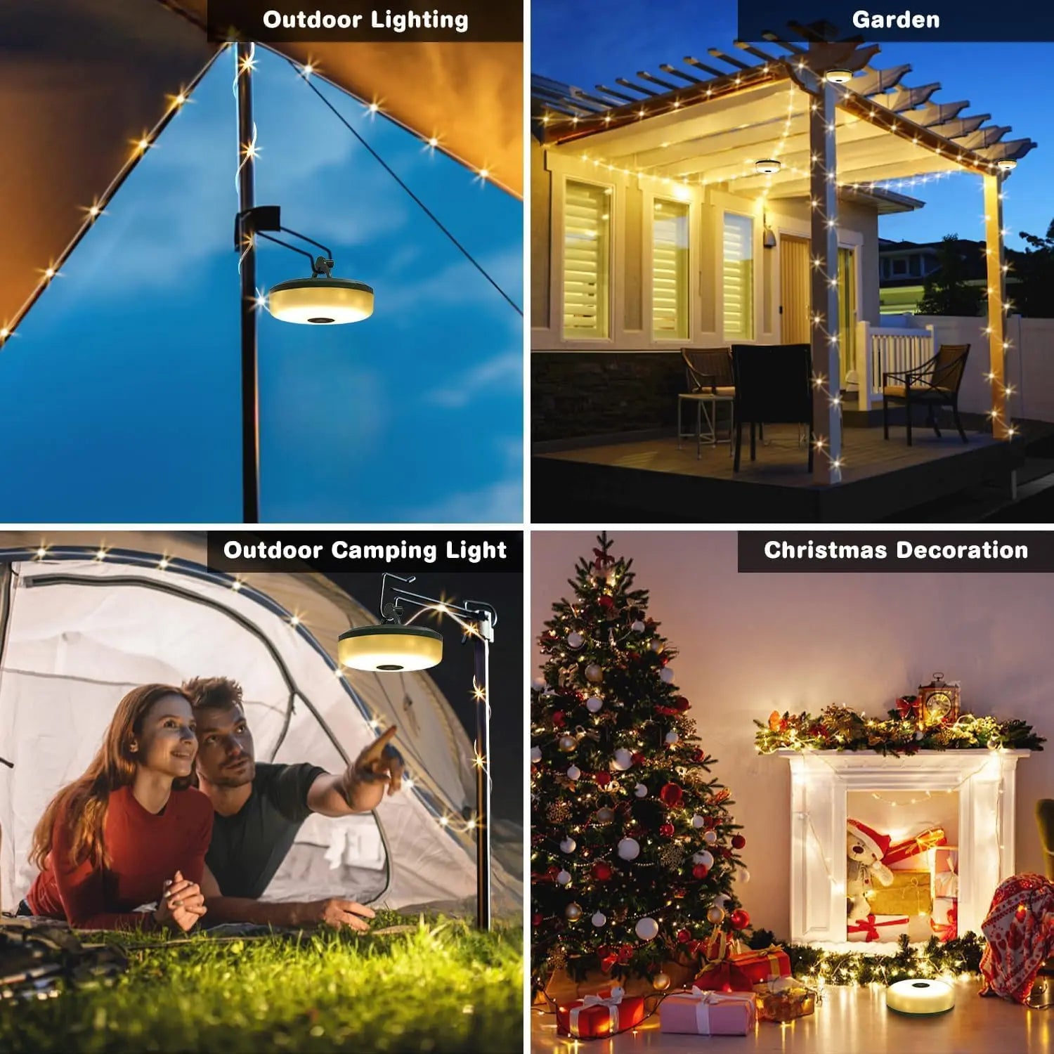 Outdoor Camping Light USB Rechargeable Waterproof Light Chain Portable and Scalable Suspended Sky Tent Atmosphere String Light